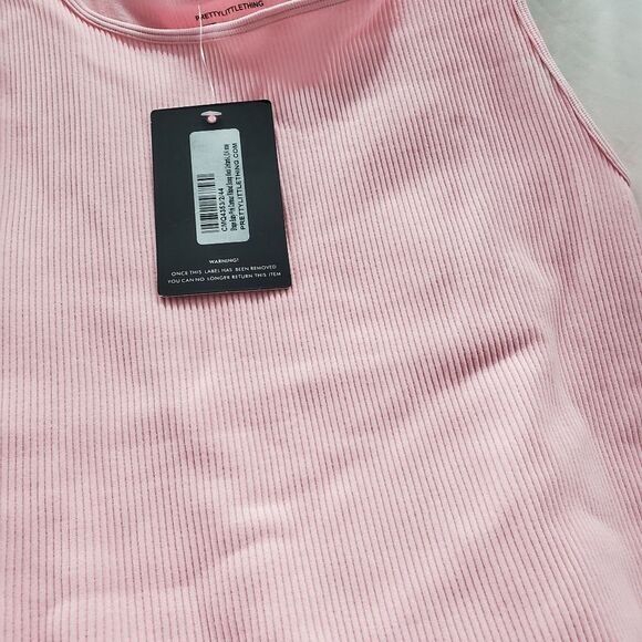 Pretty Little Thing Shape Baby Pink Contour Ribbed Scoop Neck Unitard Size Large - Picture 5 of 13